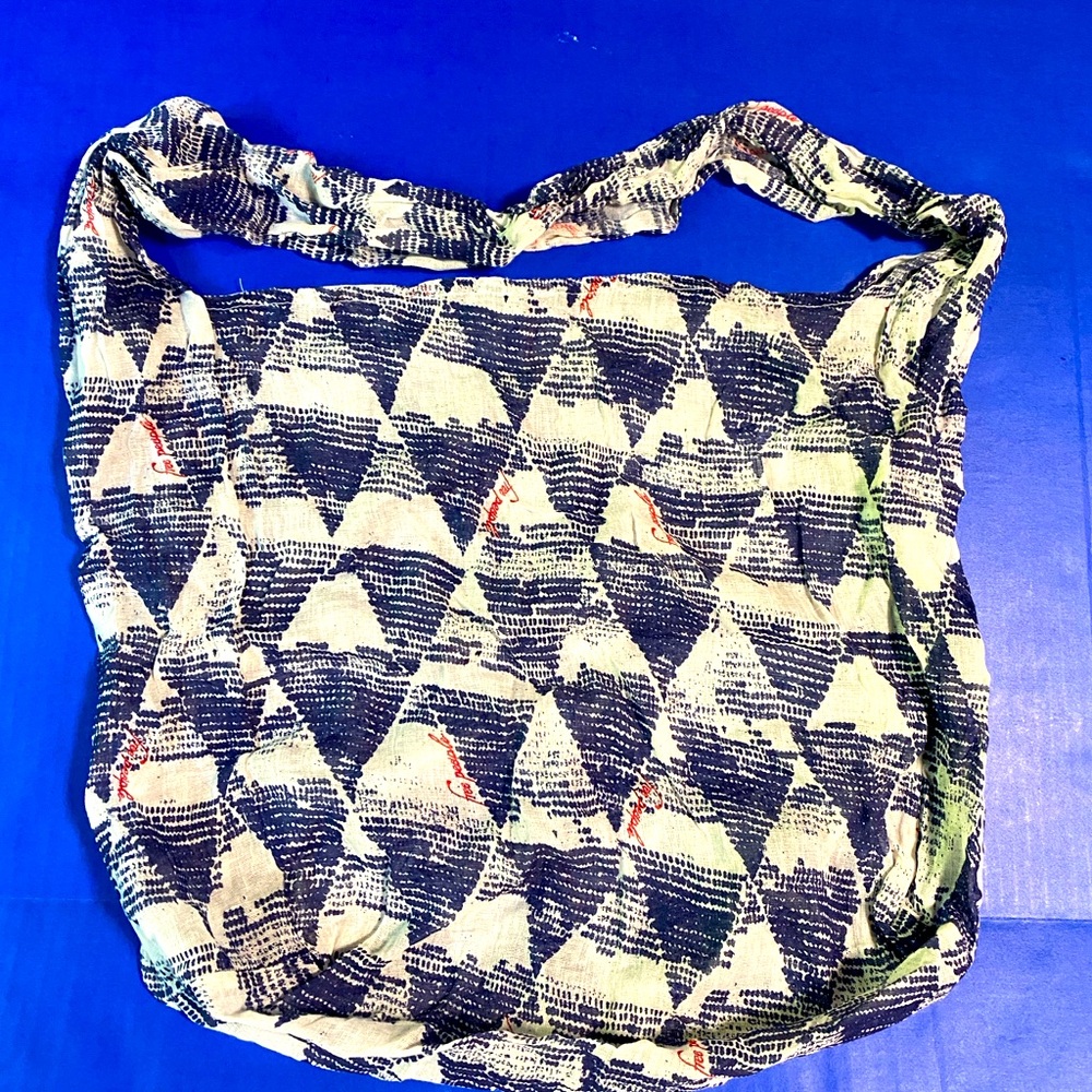 Free People Reusable Blue & White Print w/Red Logo Women’s Stylish Shoulder Bag